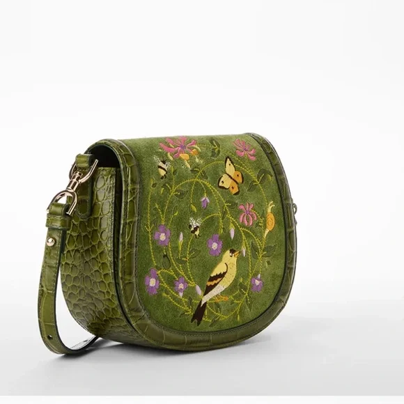 Brahmin Briar Fern Sylvan, Embroidered Green Crossbody Bag. Rare & Unique - Picture 8 of 8